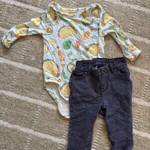 Baby Taco Bodysuit and Jeans Outfit